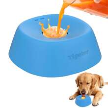 Yipetor Slow Feeder Dog Bowls Treat, [Built-In Rolling Ball] No Spill Bone Broth Dog Licking Bowl, Multi-Purpose Puppy Yogurt Feeder Bowl All Breeds Dietary Supplement/Post-Op Nutrition Feeding - 藍色 - 查看 2