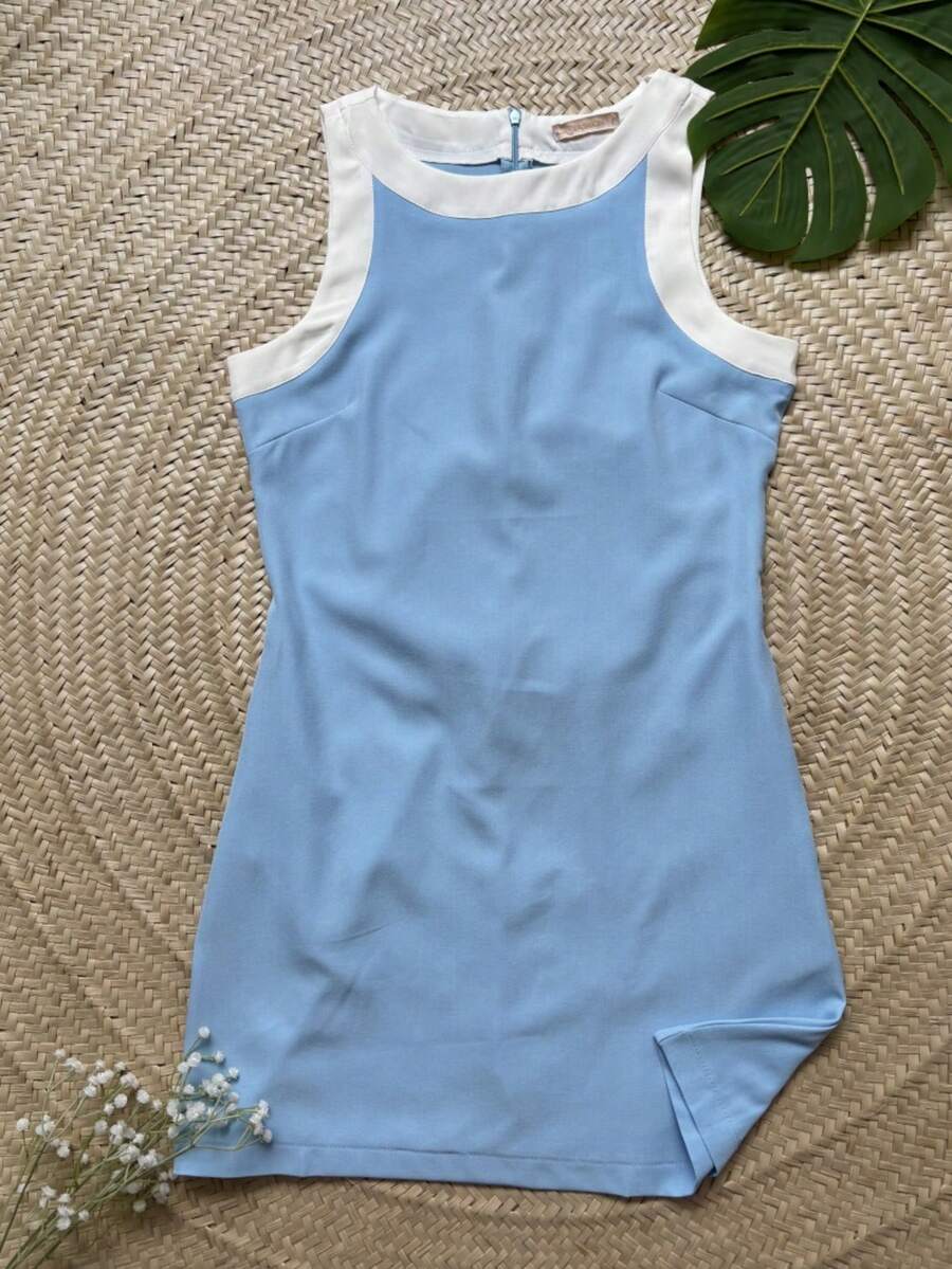 Women's Short Dress - 淺藍色 - 查看 1