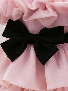 Toddler Girls' Ruffle Bow Tulle Party Dress, Cute Flower Girl Princess Dress Suitable For Holiday Party, Wedding, Banquet - Pink - View 5