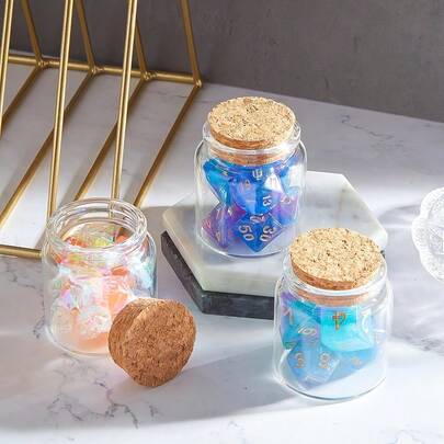 5/10/20pcs Small Glass Jars With Cork Lids, 1.7Oz High Borosilicate Round Glass Bottles, Mini Sand Jars, Spell Jars, Small Potion Bottles, Small Decorative Glass Jars For Crafts, Displays, Party Favors