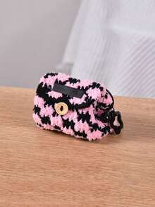 Mini Earphone Organizer Bag Lightweight Knitted Earbuds Organizer Bag Cute Mini Pouch With Star Pendant Buckle Design Coin Purse Colorful Kitted Coin Wallet Creative Plush Earphone Storage Bag Tote Bag Charm Grid Pattern Small Items Storage Bag For Earphones, Makeup, Coins, Cards - Everyday Essentials Bag, Card Holder, Cylindrical Pouch, Compact Design - Multicolor - View 16