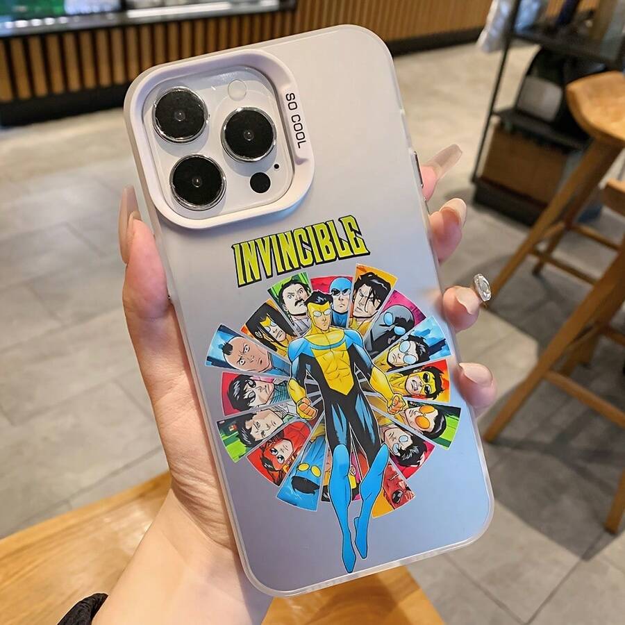 Funda de Teléfono Creativa y Genial de Cómic I-Invincible S, Compatible con iPhone 17 16e 16 15 14 13 12 11 Mini Pro Max Air X XR XSMAX 8 7 Plus, Funda Protectora a Prueba de Golpes con Cubierta Trasera Mate, Regalo - Colores mixtos - Ver 1