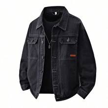 2025 Chaqueta de Mezclilla para Hombre Otoño Invierno Premium Gruesa Bordada de Manga Larga Retro Estilosa Versátil - Negro - Ver 1
