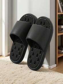 情侣镂空拖鞋，室内防滑按摩EVA拖鞋，家居浴室拖鞋，速干软底镂空拖鞋 - 黑色 - 查看 6