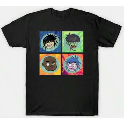 Camiseta de manga corta con gráfico de estilo anime, mercancía de anime, camisetas de anime, camiseta casual de impresión única, camiseta de pulpo inky de Gorillazs para adultos, unisex, tela suave y transpirable, cómoda y holgada, adecuada para uso diario, adecuada para ropa casual de oficina, apariencia diaria de primavera y verano, ropa casual cómoda para niños en otoño, regalo perfecto de Navidad y festividades