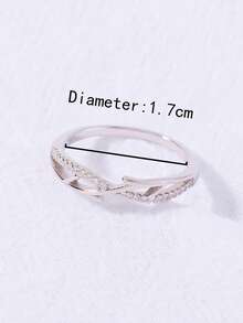 1pc Women's Minimalist Branch Zirconia Stone Ring, Versatile Design - Silver - View 6