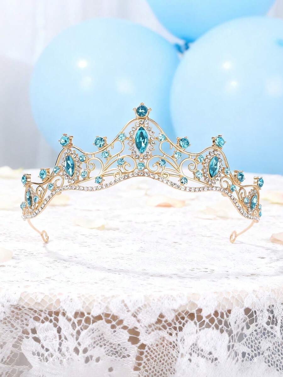 1 chiếc băng đô vương miện công chúa thời trang đính đá, món quà sang trọng, thanh lịch dành cho phụ nữ, cô dâu tương lai, dự tiệc, vương miện cài tóc, phụ kiện đội đầu, vương miện hóa trang, vòng hoa cài tóc.