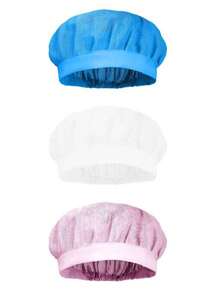 3顶可调节女式厨师帽，可重复使用，带发网，可水洗厨房烹饪厨师帽