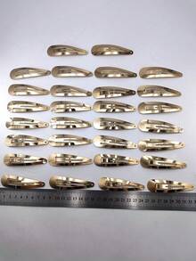 30pcs/Pack Elegant Solid Color Metal DIY Hair Clips, Suitable For Everyday Wear, Head Accessories, Hair Accessories For Women, Hair Slide, Hair Barrettes - Gold - View 7