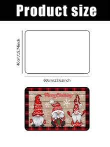 1 pieza Felpudo decorativo navideño de 40x60cm / 50x80cm / 40x120cm, diseño de estilo de tabla de madera vintage con patrón de gnomo rojo, adecuado para decoración navideña y de invierno del hogar, entrada, patio, decoración festiva