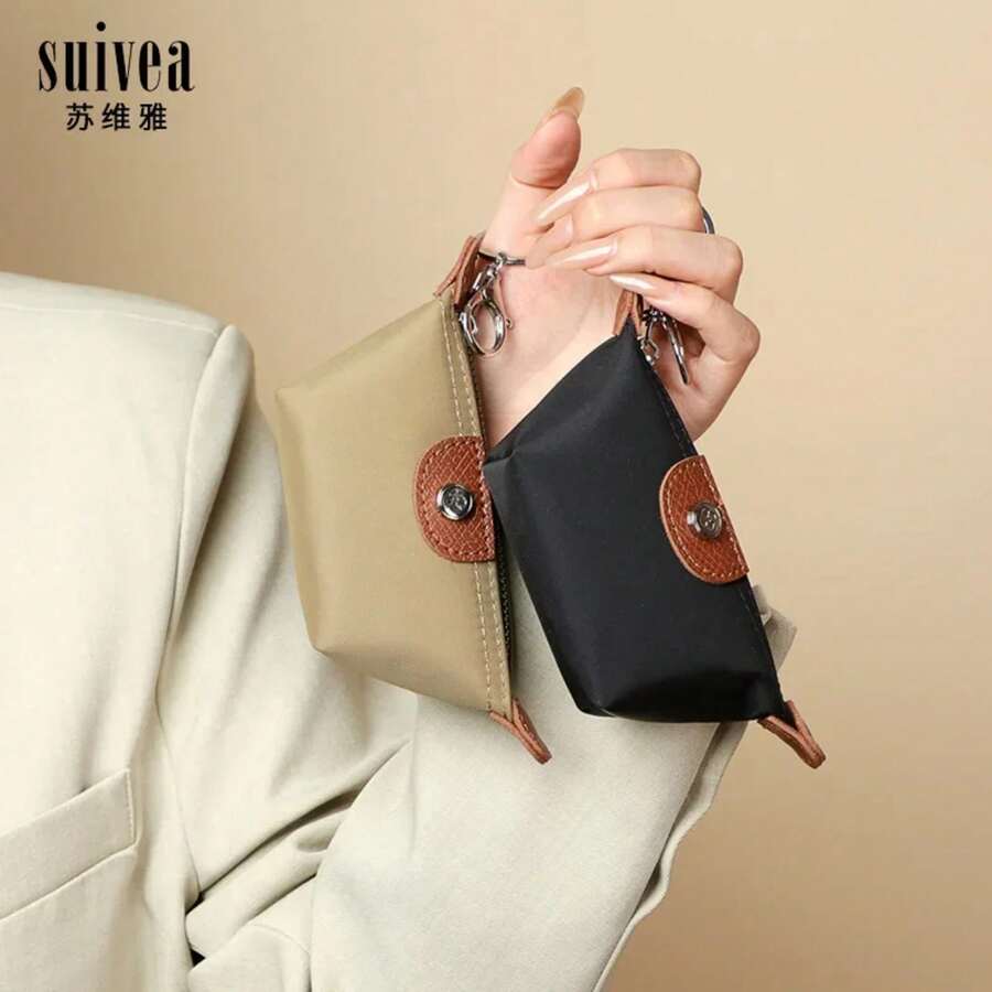 Mini bolsa ligera de nailon para dumplings, billetera de almacenamiento compacta a la moda para lápiz labial y auriculares, bolsa organizadora portátil - D2129 Azul lago - Ver 1