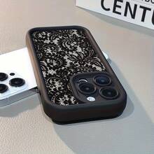 Funda de teléfono: Funda de teléfono con patrón de encaje negro, funda a prueba de golpes de cuerpo completo, moderna y atractiva para Apple  11/12/13/14/15/16/17 / 16/15/14/13/12/11 Pro Max XS/XR/X/7/Plus, hecha de material TPU suave que ofrece protección contra - Estilo 1 (1 pieza) - Ver 8