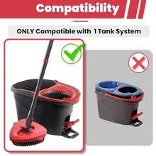 2 Pack Scrub Brush Attachment Compatible With O Cedar EasyWring Microfiber Spin Mop 1 Tank System, Upgraded Floor Scrubber Mop Replace Head, More Bristles Brush Heads For Kitchen, Deck And Bathroom - 紅色 - 查看 3