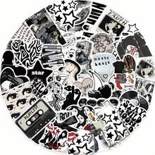50张Y2K风格贴纸，黑白配色，深色防水乙烯基贴纸，美观的笔记本电脑贴纸套装，滑板贴纸，水瓶贴纸，笔记本贴纸，学习用品，返校季 - 彩色 - 查看 2