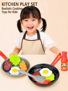 Kids Kitchen Pretend Play Toy Set, Includes Frying Pan, Cooking Pot, Etc., Great Gift For Holidays