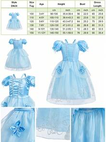 8pcs/Set Light Blue Girls Bubble Floral Sheer Floral Dress Accessories Set, Children Role Play Dress Up Costume For Party, Christmas, Halloween - Light Blue - View 9