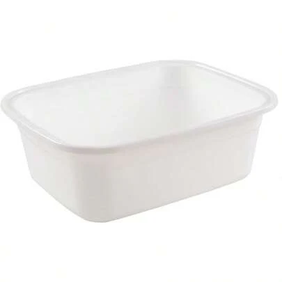 Set Of 4 Plastic Wash Basin Rectangle White Washing Up Bowl 12L