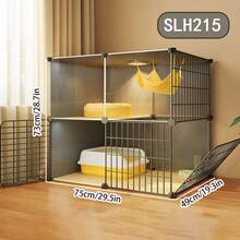 Cat Cage For Home Use, Indoor Small Space Cat Villa, Cat House, Cat Bed, Cat Litter Box All-In-One, Space-Saving - Multicolor - View 1