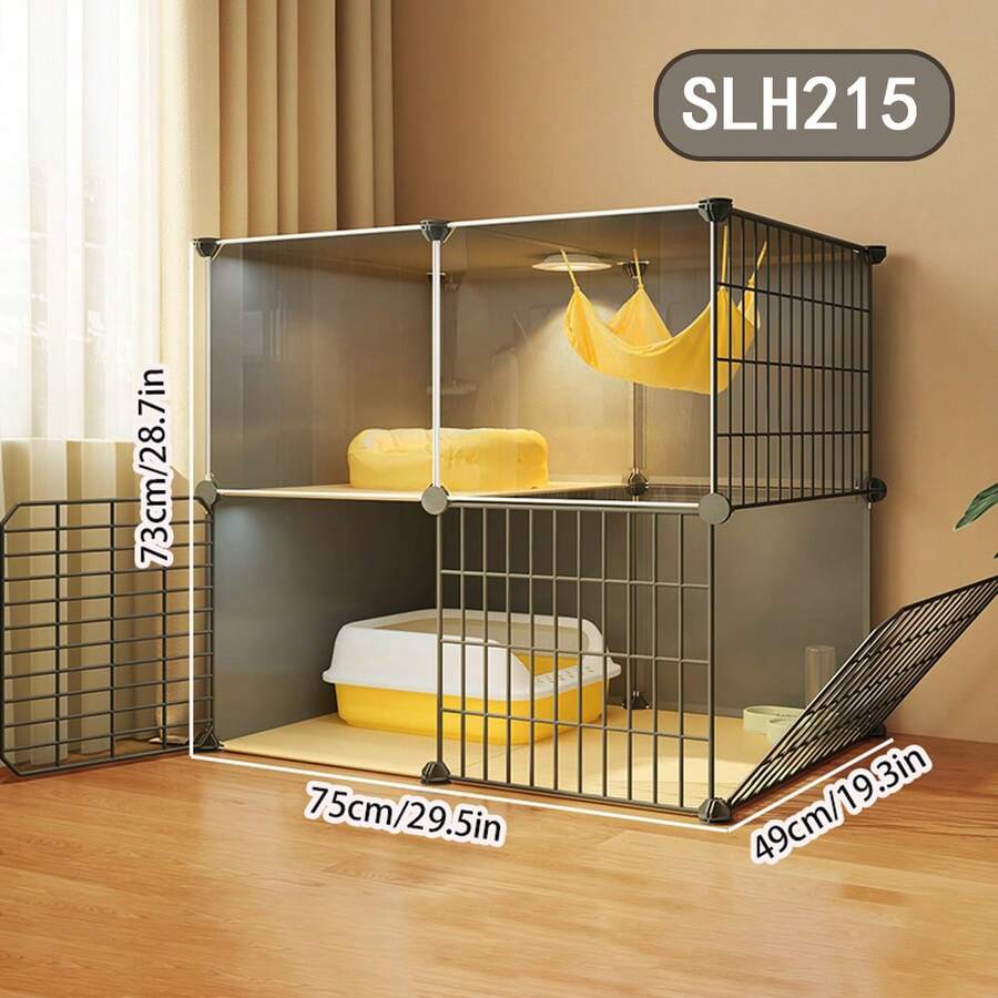 Cat Cage For Home Use, Indoor Small Space Cat Villa, Cat House, Cat Bed, Cat Litter Box All-In-One, Space-Saving - Multicolor - View 1