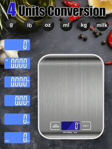 一台高精度电子厨房秤，10公斤容量，克/盎司/磅/公斤单位，去皮功能，液晶显示屏，不锈钢结构，易于清洁，小巧耐用，适用于烘焙、烹饪、咖啡和茶的制作，电池供电（不含电池）。 - 彩色 - 查看 7