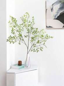 1株人造卫矛植物，人造植物茎，人造植物枝条带叶，花瓶填充物，婚礼绿植装饰 - 綠色 - 查看 6