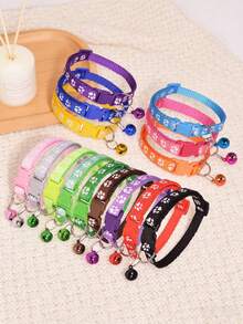 Collar con campana para gato, colorido y lindo, collar con campana y estampado de pata reflectante para gatos, collar de ajustable y colorido adecuado para gatos y perros pequeños - Multicolor - Ver 2