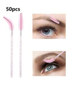 100/70/50支装睫毛刷、睫毛膏刷（带容器）、一次性软毛眉刷、睫毛嫁接刷、眉刷、蓖麻油刷（并非所有SKU都配有瓶子）（多种颜色可选） - 粉色 - 查看 21