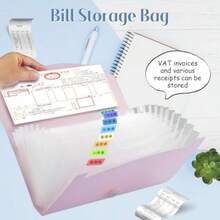 WEWI Carpeta de Archivos Organizador de Archivadores de Acordeón Con 13 Bolsillos 263 X 140 mm Organizador de Facturas de Recibos de Documentos a Prueba de Agua para Viajes en Casa y Oficina Púrpura - rosa - Ver 3