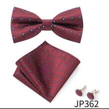 3pcs Burgundy Men's Bow Tie Set, Pre-Tied Design Suitable For Various Occasions Like Balls, Banquets, Concerts, Graduations - Color Mixing - View 7