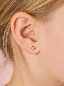 Artepollo 1对925纯银低过敏性可爱星星耳钉，镶嵌粉色立方氧化锆，可爱俏皮，礼盒包装，适合日常佩戴或节日佩戴，是送给女孩、朋友、生日、圣诞节、新年礼物的理想之选。 - 均碼 - 查看 5