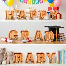 Wooden Large Letter Piggy Bank, Letter Shaped, Customizable Initial, Fun Birthday, Christmas, Holiday Gift - Multicolor - View 2