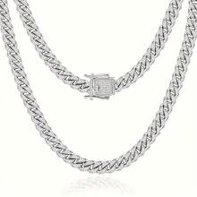 1pc S925 925 Silver Moissanite Pendant Cuban Chain Necklace Men And Women Hip-Hop Style Suitable For Daily Wear Birthday Party Christmas Thanksgiving Family Friends Couple Gift - 55厘米/21.65英寸 - 查看 12