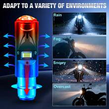 TOAUTO 1个H4 BA20D P15D LED摩托车前大灯灯泡，远近光通用型，适用于川崎铃木P15D LED摩托车信号灯配件，9-80V - 高級版 - 查看 5