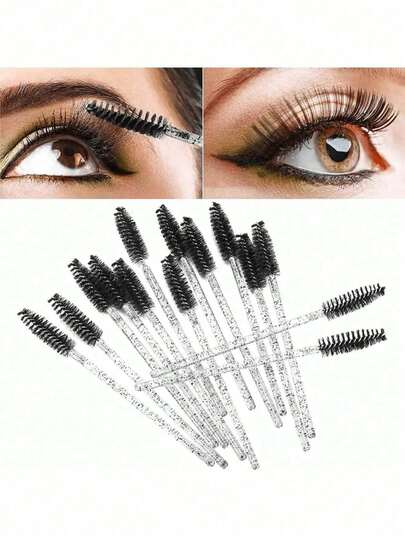 50pcs/10pcs Per Pack Multi-Color Eyelash & Eyebrow Brush Set, Includes Comb & Spiral Brush, Suitable For Eyelash Extension And Makeup