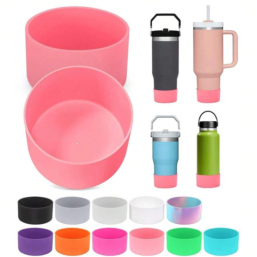 2PCS For  Boot, Silicone Bottom For  Adventure 40oz 30oz IceFlow 20oz 30oz Bottle&For Hydroflask Tumbler 12-24oz For  Cup Accessories Avoid Scratches&Noise - hồng - Xem 1