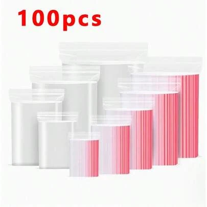 100 Stücke 1.57" bis 11.81" wiederverschließbare Plastiktüten, wiederverwendbare Reißverschlusstüten, doppellagig 0,062 mm/2,44 mil dick, klare Schmuckverpackungstüten, Jahrestags- und Geburtstags-Geschenktüten, Mehrzweck-Werkzeug-Zubehörtüten, Feiertags-Geschenkverpackungstüten, Kleidungs- und Zubehör-Aufbewahrungstüten, Plastik-Vakuumbeutel
