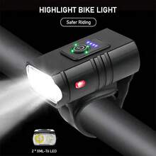 1pc 6 Lighting Modes Outdoor Night Riding Bright Bicycle Handlebar Front Light, IPX5 Waterproof, USB Rechargeable Bike Light