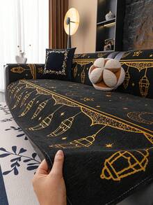 1pc Chenille Sofa Cushion Cover, Bohemian Style Sofa Seat Pad, Pet-Friendly Anti-Scratch Sofa Protector, Machine Washable Home Decor Suitable For L-Shaped Sectional, Loveseat, And Sofa, Holiday Decoration (Sold Separately) - Multicolor - View 3