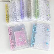 1pc Colorful Star Transparent Loose Leaf Notebook, Scratch-Resistant, Holographic High Transparency Material, Suitable For Scrapbooking, Photo Album, Notebook, Savings Planner, Student Back To School Planner, Minimalist Semi-Transparent Card Album, 3D Embossed Sticker Storage Album, Sticker Album, Planner Material Collection Album, PP Material, Kpop Photo Card Storage Album, High Capacity Card Album, A6 Side-Opening Card Album, Suitable For Postcard, Photo, Card, Sticker, Bill, Note, Back To School Supplies, Office Documents And Receipt Storage - Planner - View 2