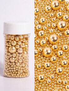 3盎司/85克蛋糕装饰珠，适用于装饰蛋糕、纸杯蛋糕、饼干和冰淇淋。非常适合婚礼、新生儿派对、圣诞节、生日、感恩节和其他派对。仅供装饰，不可食用。 - 金色 - 查看 4