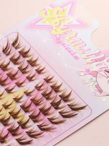 80 Clusters Of Brown Fox Style Diagonal Flying Long Tail Design, Falling Tail Manga Eyelashes, Fake Eyelashes, Fox Friends, Thick Roll Fishing Style Party, Daily Cosplay, Wholesale Fashionmakeup Tools - C - 查看 3