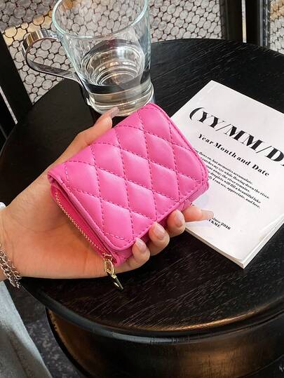 Women's Rhombus Embroidery Tri-Fold Multi-Function Wallet Coin Purse With Multiple Card Slots For Women Wallet Mini Wallet Purse Wallet Small Wallet Cute Wallet Travel Essential Badge Holder Id Card Holder Id Holder