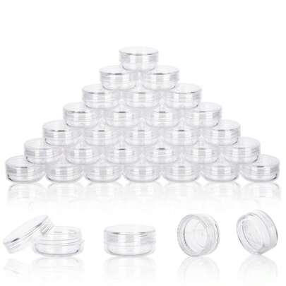Clear Sample Jars With Lids, 200 Count - Mini Cosmetic Containers For Makeup Travel, Includes Disposable Spatulas