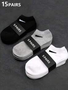20 Pairs Unisex Socks, Sports Socks, White/Black/Grey Short Socks, Comfortable Ankle Socks With Slash Pattern, Moisture-Wicking, Breathable, Classic Solid Color, Simple & Fashionable Casual Socks, Suitable For Daily Wear - Black and White - View 2