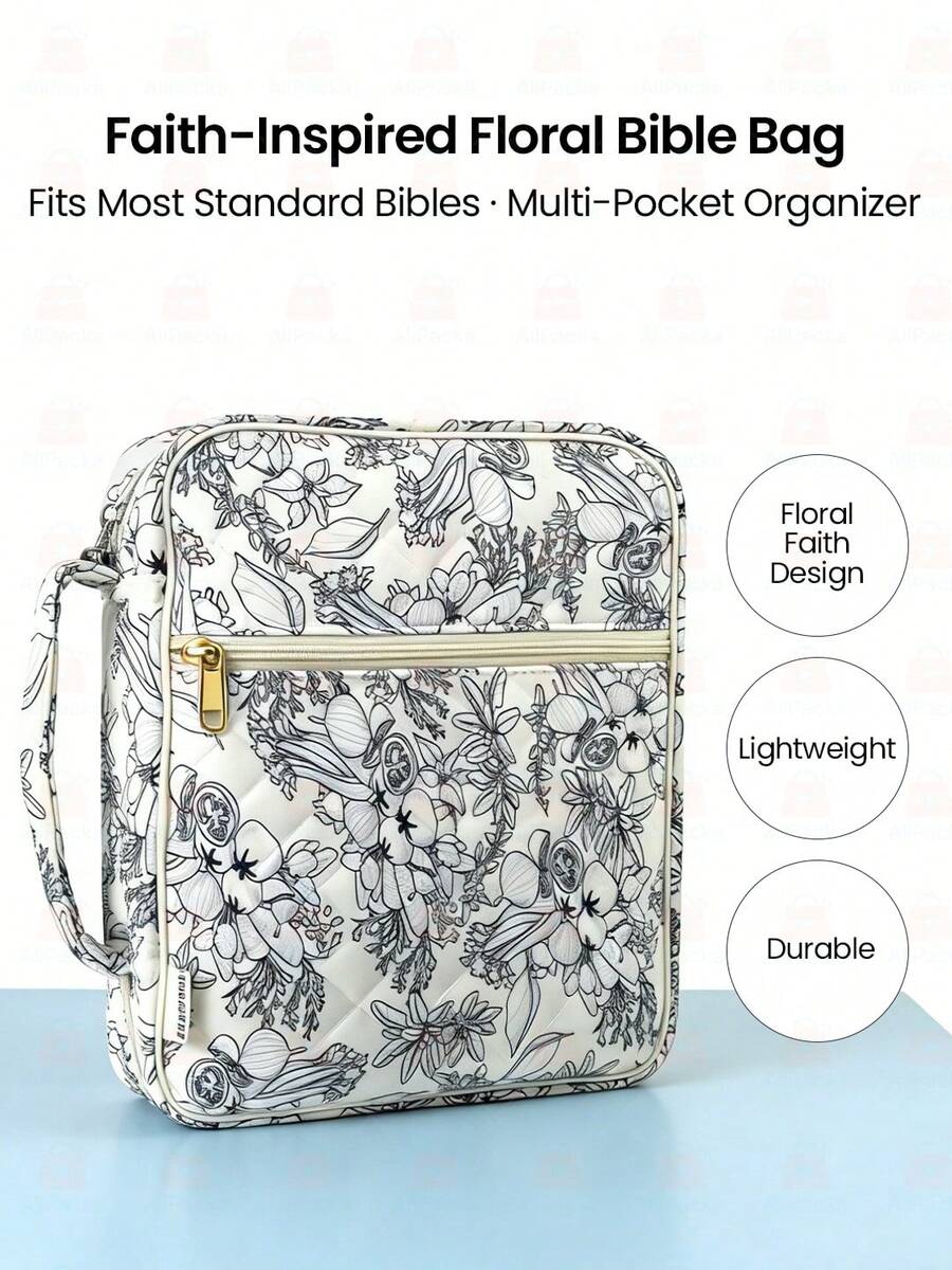 Bible Cover For Women, Large Quilted Case With Handle, Durable Bag And Carrying Case For Girls, Study Supplies Accessories, Christian Gift For Women, Bible Cover Soft Zippered Carrying Case For Men Women Church Bag Book Holder Religious Gift - Nhiều màu - Xem 1