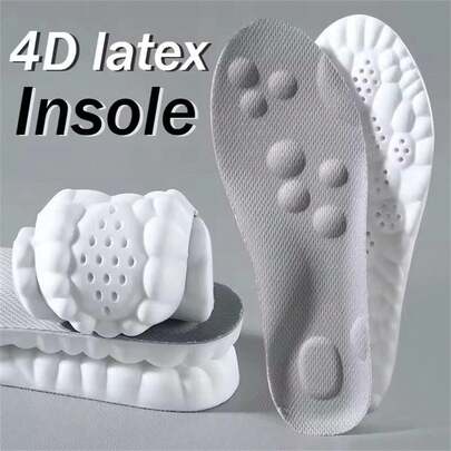 1 Pair Of High-Elastic Latex Insoles, Shock-Absorbing, Cushioning Sports Insoles, Arch Support, Breathable Insoles