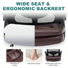 Big And Tall Office Chair 500lbs Mesh Heavy Duty Ergonomic Desk Chair With Flip-Up Armrests Plus Size Wide Seat In PU Leather 360 Swivel Computer Executive Task Chair For Home Office Brown - 棕色 - 查看 5