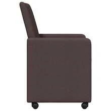 vidaXL Chaises de salle à manger avec roues 2 pcs Tissu Marron foncé - Tabac - Voir 5