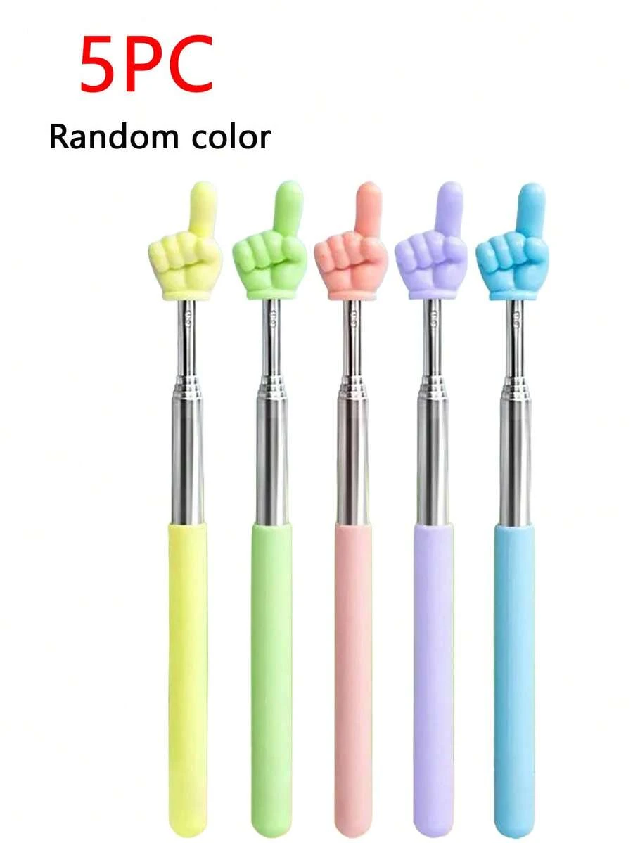 5pcs/Set Retractable Pointer Stick, Suitable For Classroom Teaching, Ideal For Teachers, Retractable Handheld Pointer, Retractable Reading Supplies, Birthday Gift (Random Color)