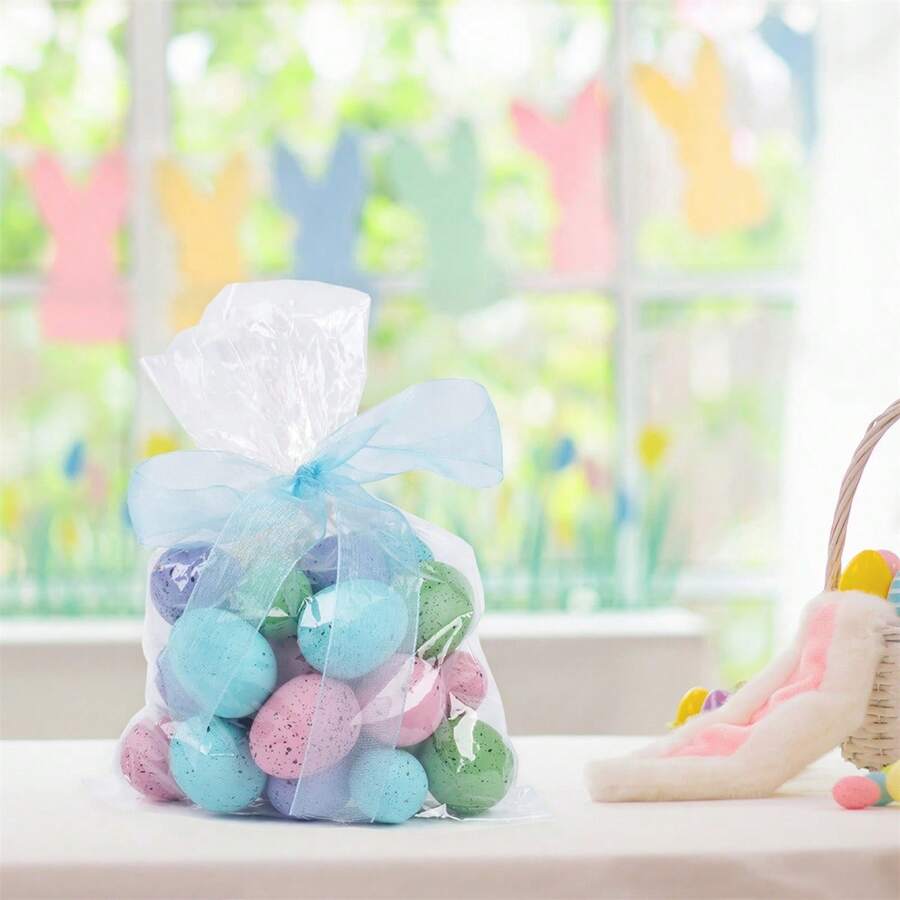 Juego de huevos de Pascua coloridos, huevos de plástico creativos, adorno DIY para primavera, sala de estar, dormitorio, TV, mueble, hogar, oficina, decoración de fiesta - Azul - Ver 1